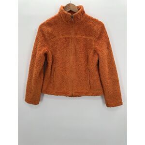 LL Bean Polartec Fuzzy Teddy Fleece Zip Up‎ Jacket Orange Size Small